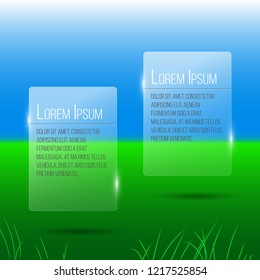 Transparent 3d banners on summer background