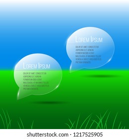 Transparent 3d banners on summer background
