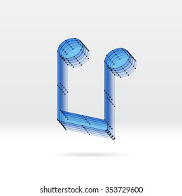 Transparent 3D music note with dotted wire scheme