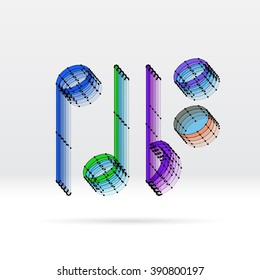 Transparent 3D music note with dotted wire scheme
