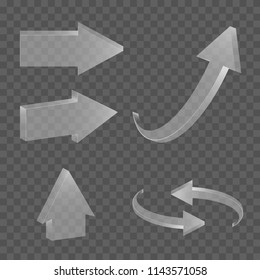 Transparent 3D Vector Arrows Set. Vector Design Elements Set for Web Design, Banners, Presentations or Business Cards, Flyers, Brochures and Posters.