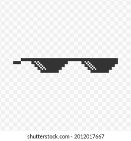 Transparent 8 bit glasses icon png, vector illustration of an 8 bit glasses icon in dark color and transparent background(png)