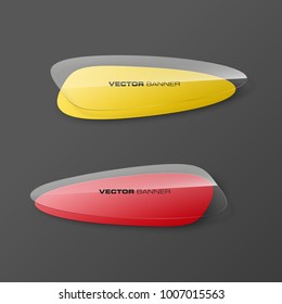 transparent abstract banner set. The clear oval form as two advertising banner poster. The flat transparent banner rounded corners image. Advertising elliptical Design glass shape. label banner tag