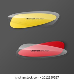transparent abstract banner set. The clear oval form as two advertising banner poster. The flat transparent banner rounded corners image. Advertising elliptical Design glass shape. label banner tag