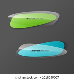 transparent abstract banner set. The clear oval form as two advertising banner poster. The flat transparent banner rounded corners image. Advertising elliptical Design glass shape. label banner tag