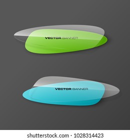 transparent abstract banner set. The clear oval form as two advertising banner poster. The flat transparent banner rounded corners image. Advertising elliptical Design glass shape. label banner tag