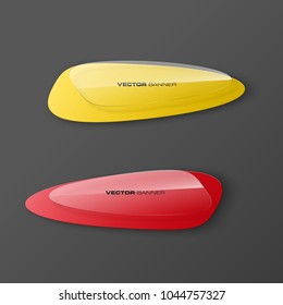 transparent abstract banner set. The clear oval form as two advertising banner poster. The flat transparent banner rounded corners image. Advertising elliptical Design glass shape. label banner tag