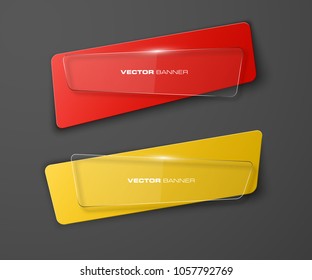 transparent abstract banner set. The clear rectangle form as two advertising banner poster. The flat transparent banner with rounded corners image. Advertising Design glass shape. label banner tag.