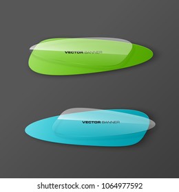 transparent abstract banner set. The clear oval form as two advertising banner poster. The flat transparent banner rounded corners image. Advertising elliptical Design glass shape. label banner tag