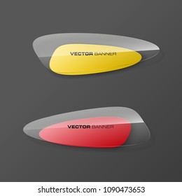 transparent abstract banner set. The clear oval form as two advertising banner poster. The flat transparent banner with rounded corners image. Advertising Design glass shape. label banner tag.