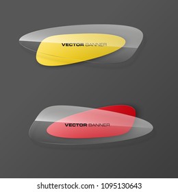 transparent abstract banner set. The clear oval form as two advertising banner poster. The flat transparent banner with rounded corners image. Advertising Design glass shape. label banner tag.
