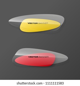 transparent abstract banner set. The clear oval form as two advertising banner poster. The flat transparent banner with rounded corners image. Advertising Design glass shape. label banner tag.