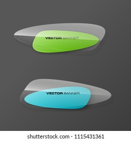 transparent abstract banner set. The clear oval form as two advertising banner poster. The flat transparent banner with rounded corners image. Advertising Design glass shape. label banner tag.