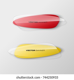 transparent abstract banner set. The clear oval form as two advertising banner poster. The flat transparent banner rounded corners image. Advertising elliptical Design glass shape. label banner tag