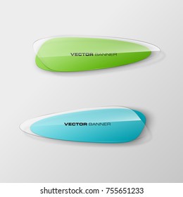 transparent abstract banner set. The clear oval form as two advertising banner poster. The flat transparent banner rounded corners image. Advertising elliptical Design glass shape. label banner tag