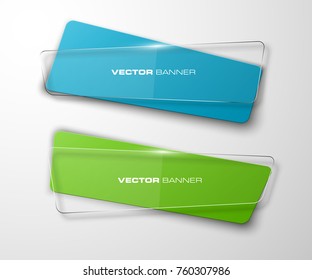 transparent abstract banner set. The clear rectangle form as two advertising banner poster. The flat transparent banner with rounded corners image. Advertising Design glass shape. label banner tag.