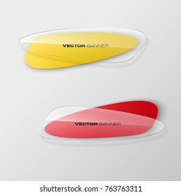 transparent abstract banner set. The clear oval form as two advertising banner poster. The flat transparent banner rounded corners image. Advertising elliptical Design glass shape. label banner tag