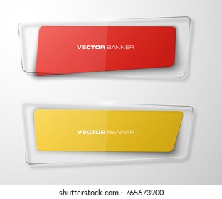 transparent abstract banner set. The clear rectangle form as two advertising banner poster. The flat transparent banner with rounded corners image. Advertising Design glass shape. label banner tag.