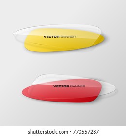 transparent abstract banner set. The clear oval form as two advertising banner poster. The flat transparent banner rounded corners image. Advertising elliptical Design glass shape. label banner tag