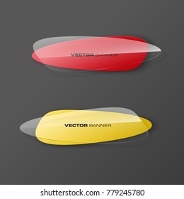 transparent abstract banner set. The clear oval form as two advertising banner poster. The flat transparent banner rounded corners image. Advertising elliptical Design glass shape. label banner tag