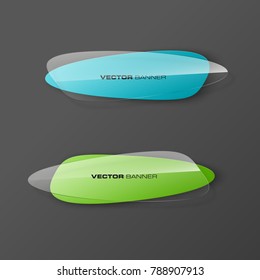 transparent abstract banner set. The clear oval form as two advertising banner poster. The flat transparent banner rounded corners image. Advertising elliptical Design glass shape. label banner tag