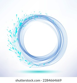 Transparente abstrakte blaue Kreiswelle mit Splash-Effekt. Design-Element