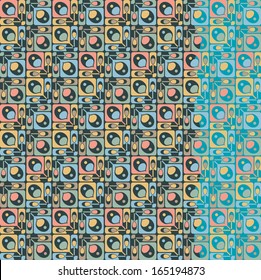 Transparent abstract geometric seamless pattern with vintage-colored shapes