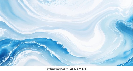 Transparente abstrato azul macio e branco abstrato água cor fundo de textura de onda oceânica. Recurso gráfico de banner como plano de fundo para ondas oceânicas e ondas aquáticas	