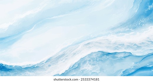 Transparente abstrato azul macio e branco abstrato água cor fundo de textura de onda oceânica. Recurso gráfico de banner como plano de fundo para ondas oceânicas e ondas aquáticas	