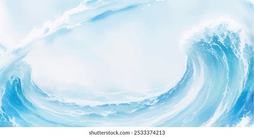 Fondo abstracto transparente de la textura de la onda del océano de la acuarela abstracta azul y blanca. Anuncio Recurso Gráfico como fondo para las olas del océano y las olas de agua	