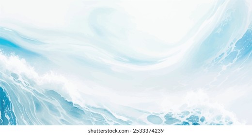 Transparente abstrato azul macio e branco abstrato água cor fundo de textura de onda oceânica. Recurso gráfico de banner como plano de fundo para ondas oceânicas e ondas aquáticas	