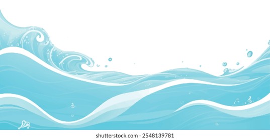 "Transparent abstract soft green and blue watercolor ocean wave texture background. This elegant design features fluid, blended hues of green and blue, creating a serene and calming oceanic atmosphere