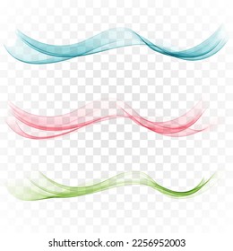 Transparent abstract wave, smoky flow of wavy lines, wave set