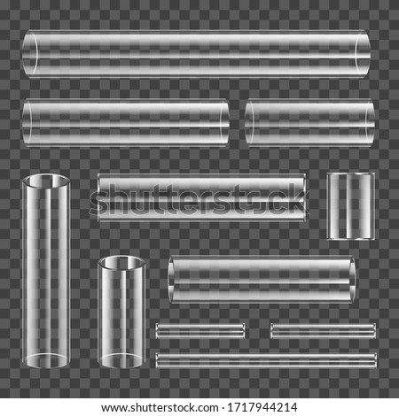 Transparent acrylic plastic or glass tubes isolated on transparent background