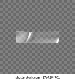 Transparent adhesive plastic tape isolated on transparent background. Crumpled glue plastic sticky tape for photo and paper fixture. Realistic wrinkled strips isolated 3d vector illustration.