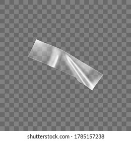 Transparent adhesive plastic tape isolated on transparent background. Crumpled glue plastic sticky tape for photo and paper fixture. Realistic wrinkled strips isolated 3d vector illustration