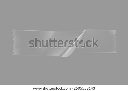 Transparent adhesive tape on a gray background. The tape is slightly wrinkled. Clear tape, adhesive tape, and wrinkled on display. Vector element.