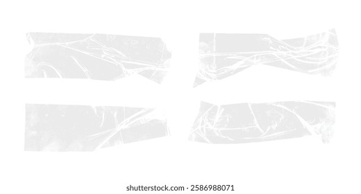 Transparent adhesive tape vector set with realistic textures for creative design projects and scrapbooking