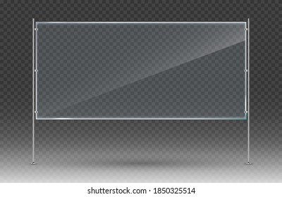 Transparent advertising banner. Rectangular banner with metal construction isolated on transparent background