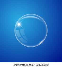 Transparent air bubble on the blue background vector