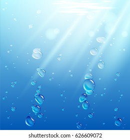 Transparent air bubbles under the water. Vector illustration