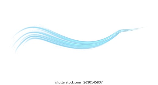 Transparent airflow wind wave with soft blue motion lines for air conditioner or fresh breeze concept PNG