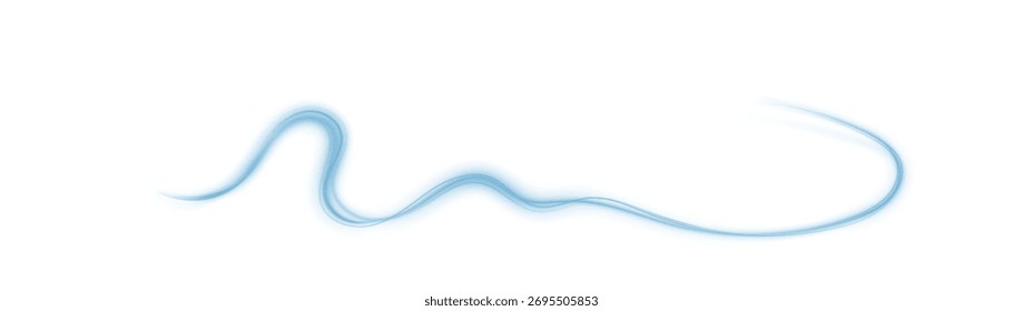 Onda de viento de flujo de aire transparente con líneas de movimiento azul suave para el acondicionador de aire o el concepto de brisa fresca PNG