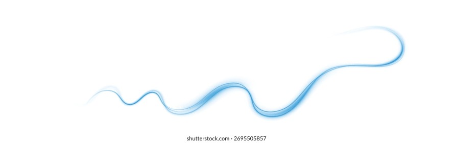 Onda de viento de flujo de aire transparente con líneas de movimiento azul suave para el acondicionador de aire o el concepto de brisa fresca PNG