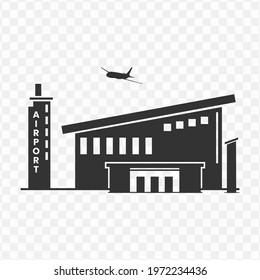 Transparent airport icon png, vector illustration of an airport in dark color and transparent background(png).