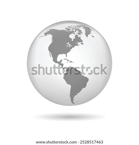 Transparent America globe. America 3d globe map. Earth globe icon. Vector illustration.