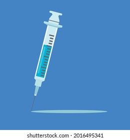 transparent ampoule with bluish vaccine 