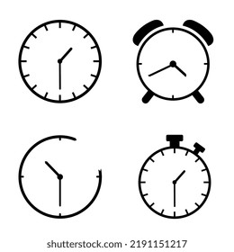 Transparent analog clock interfaces, stopwatch, timer vector illustrations