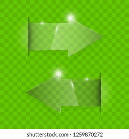 Transparent arrow banners set. Direct glassy shape. Abstract arrows Background. Business infographic presentation diagram. Section compare service. down arrow trend. Paper index. Exact pointer
