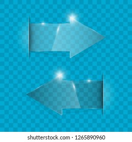 Transparent arrow banners set. Direct glassy shape. Abstract arrows Background. Business infographic presentation diagram. Section compare service. down arrow trend. Paper index. Exact pointer